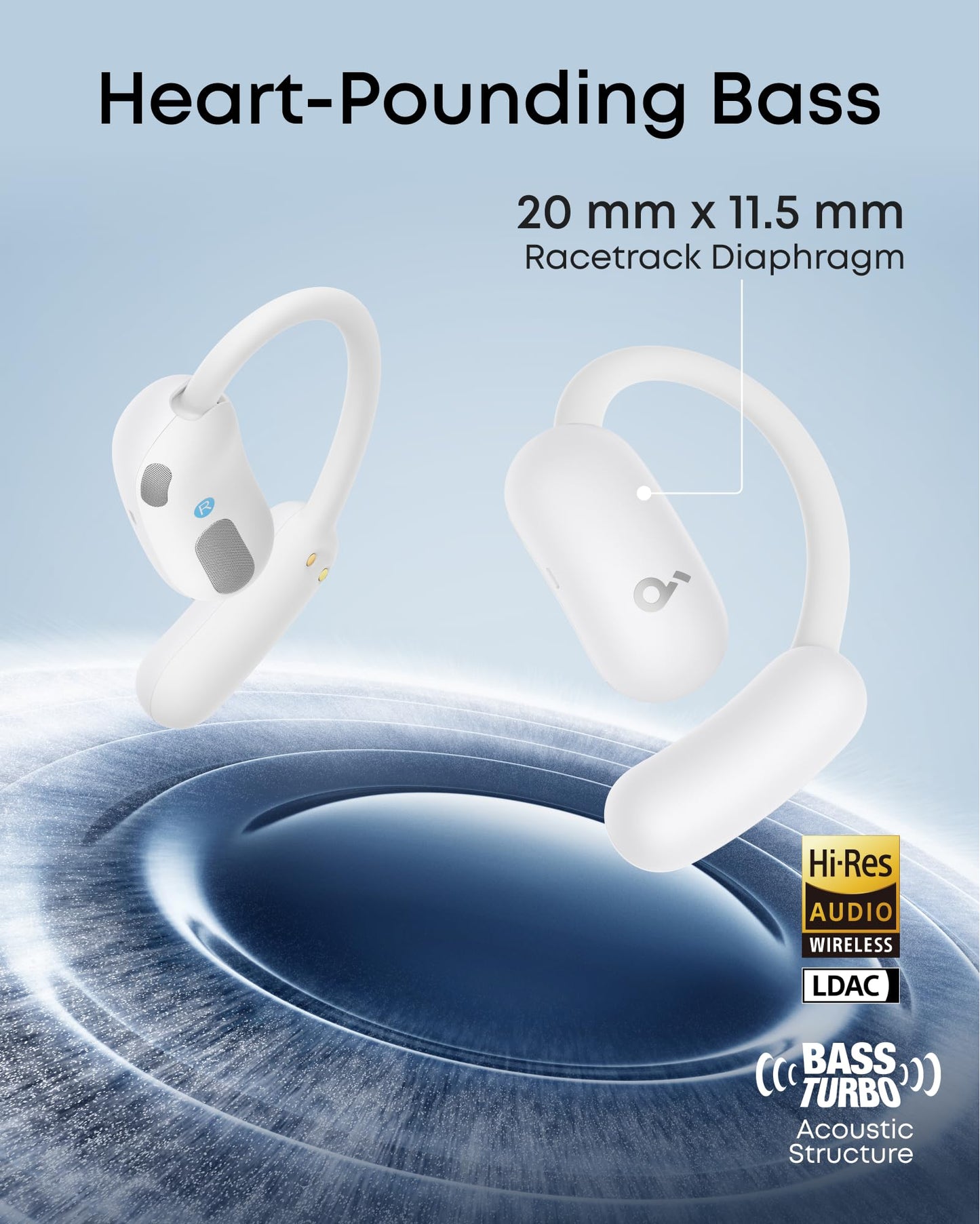 Soundcore AeroFit 2 by Anker Open Ear Earbuds, Open Ear Headphones, Earbuds