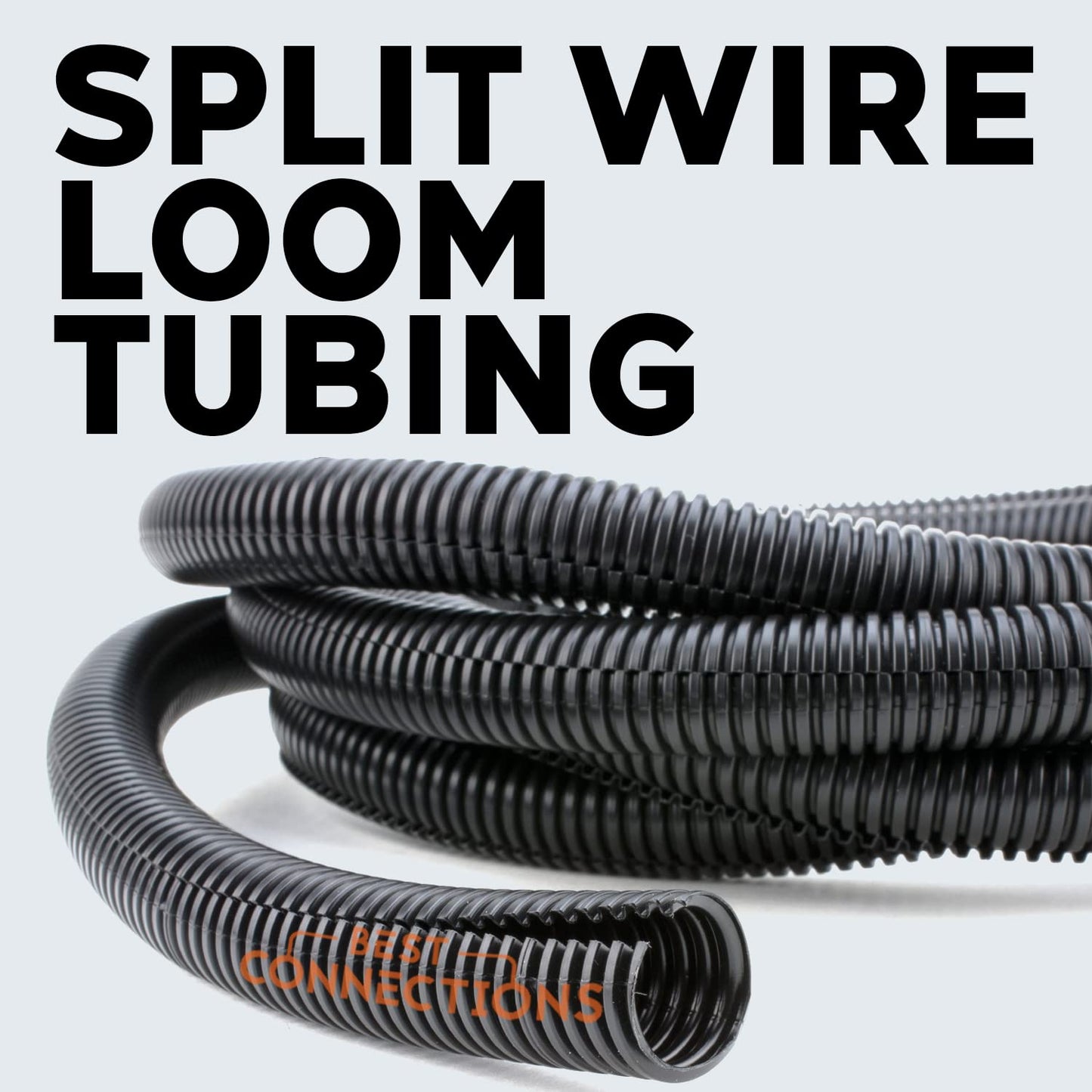 BEST CONNECTIONS Split Wire Loom Flex-Guard Convoluted Tubing Protective Split Cable Sleeves for Auto Home Industrial Electrical Wires Chemical