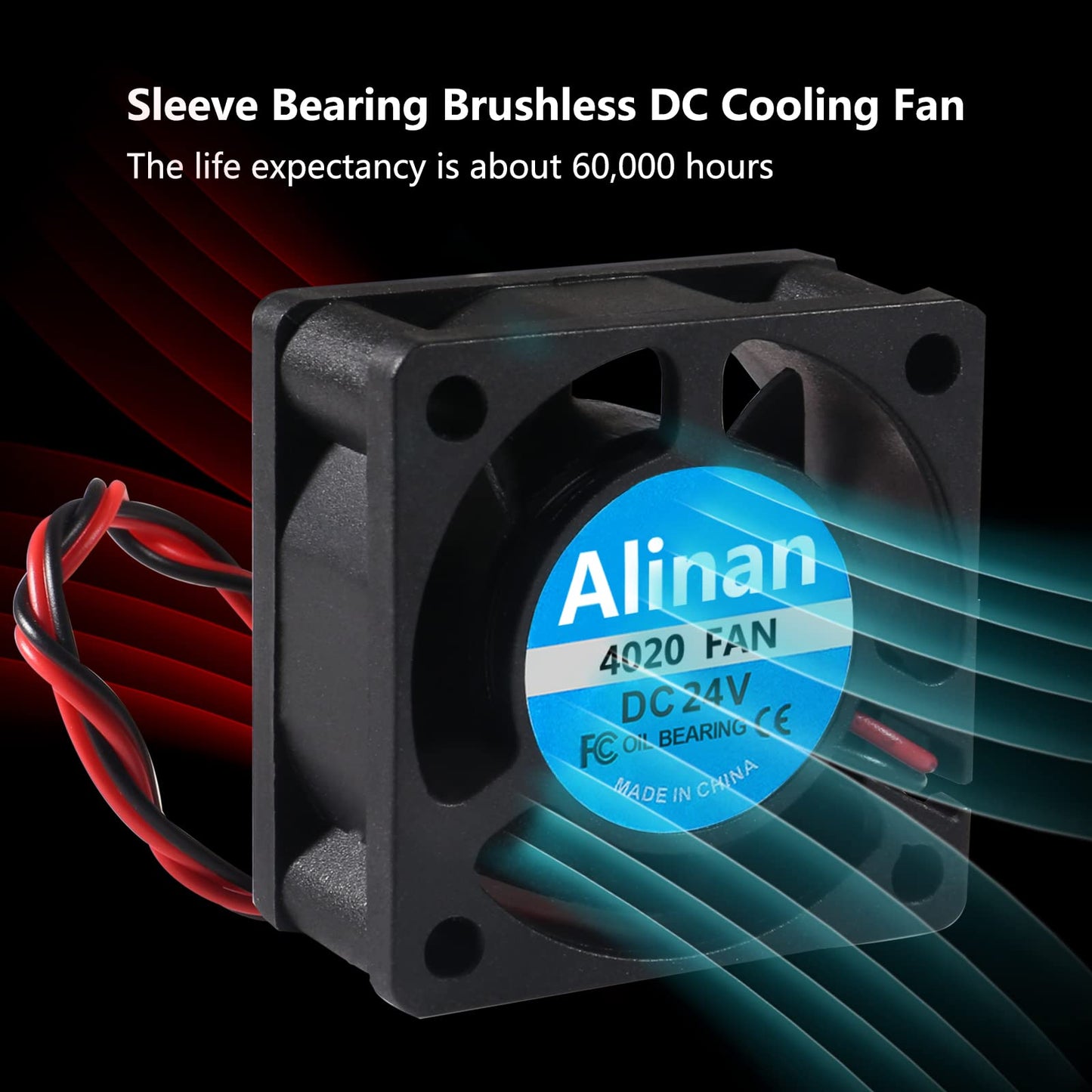 Alinan 6pcs 4020 24V Sleeve Bearing Brushless Cooling Fan 40 * 40 * 20MM with 2PIN Terninal 3D Printer Cooling Fan Computer Fan