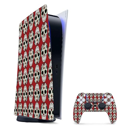 MightySkins Gaming Skin for PS5 / Playstation 5 Digital Edition Bundle - Sugar Skull | Protective Viny wrap | Easy to Apply and Change Styles | Made