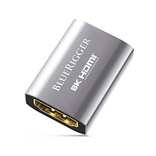 BlueRigger 8K HDMI Coupler - 1 Pack (8K 60Hz, 3D, Female to Female Adapter, 2.1 HDMI Extender, Union Connector) - Compatible with HDTV, Gaming