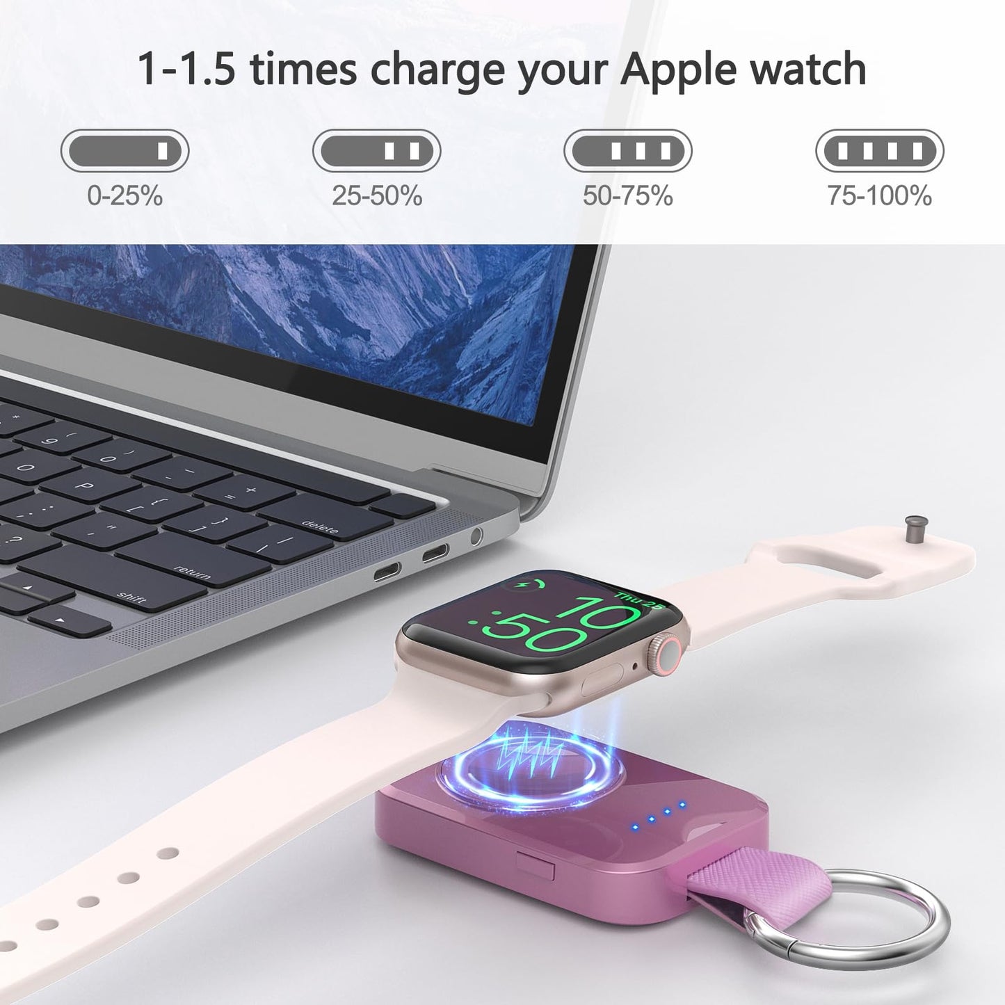 Portable Charger for Apple Watch,Wireless Magnetic iWatch Charger Fast Charging Keychain Travel Accessories 1000mAh Power Bank Smart Watch Chargers