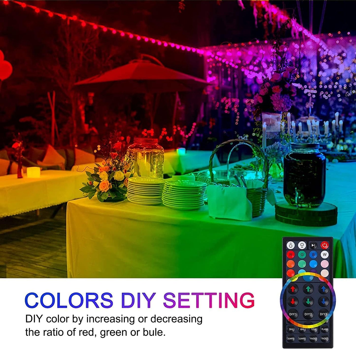 Upgraded LED Flood Light Outdoor 25W 4 Pack, DIY Color Changing Christmas Lights Outdoor Patio Floodlights with Remote, IP66 Waterproof RGB Spot Light