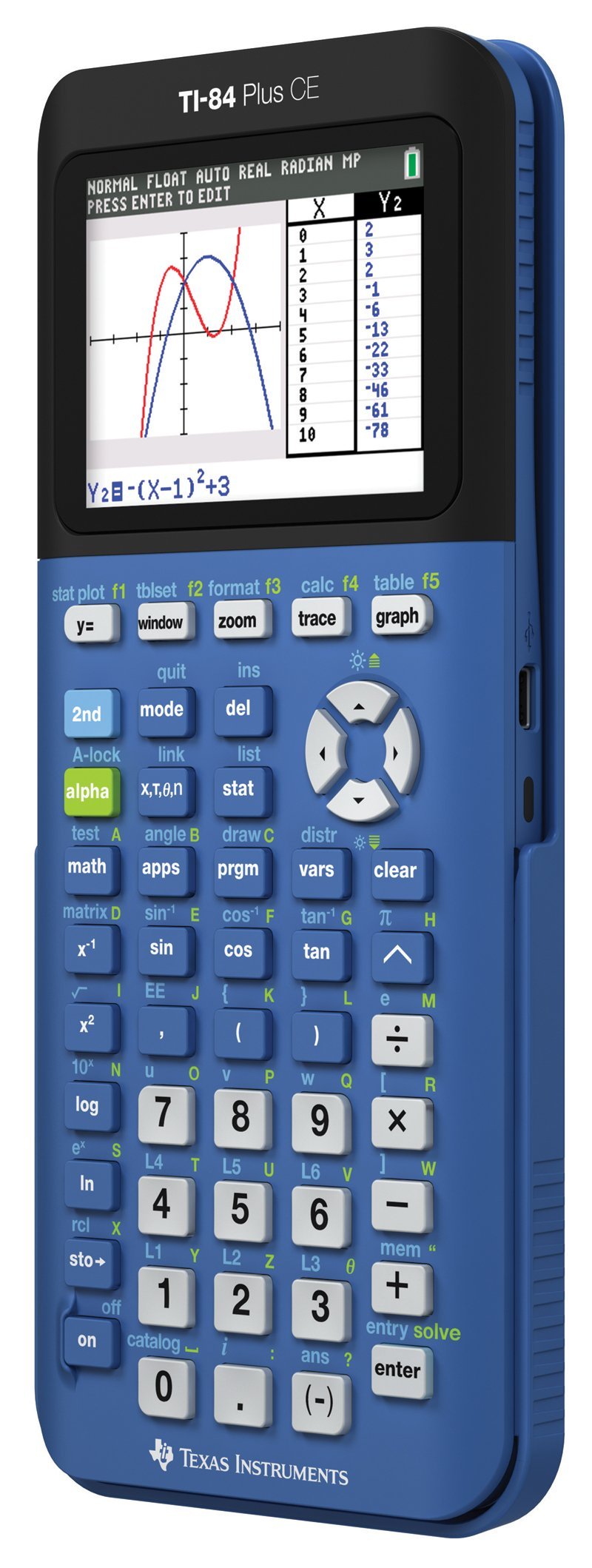 Texas Instruments TI-84 Plus CE Blueberry Graphing Calculator (Renewed)