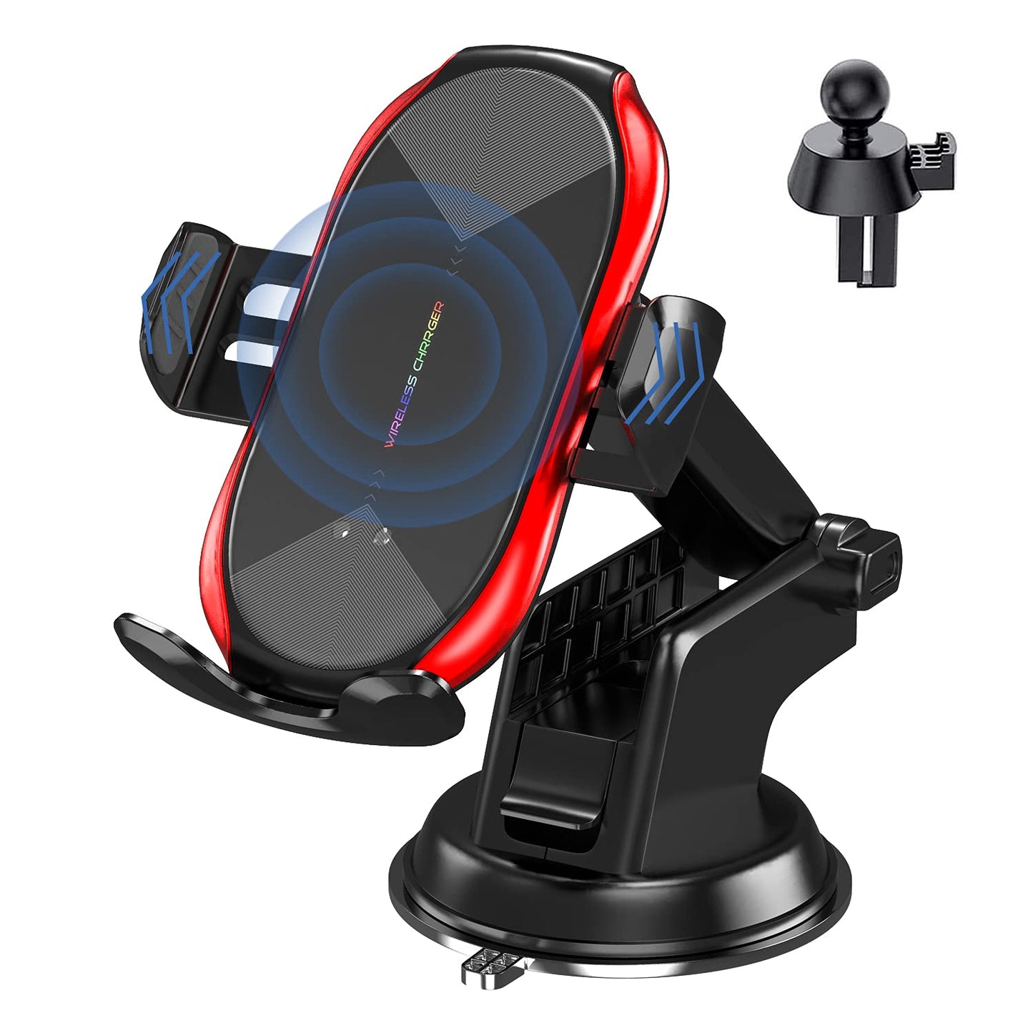 YITUMU Wireless Car Charger Mount, 15W Qi Fast Charging Auto-Clamping Phone Holder, Vent/Mount Compatible with iPhone 13/12/11/X/8, Samsung