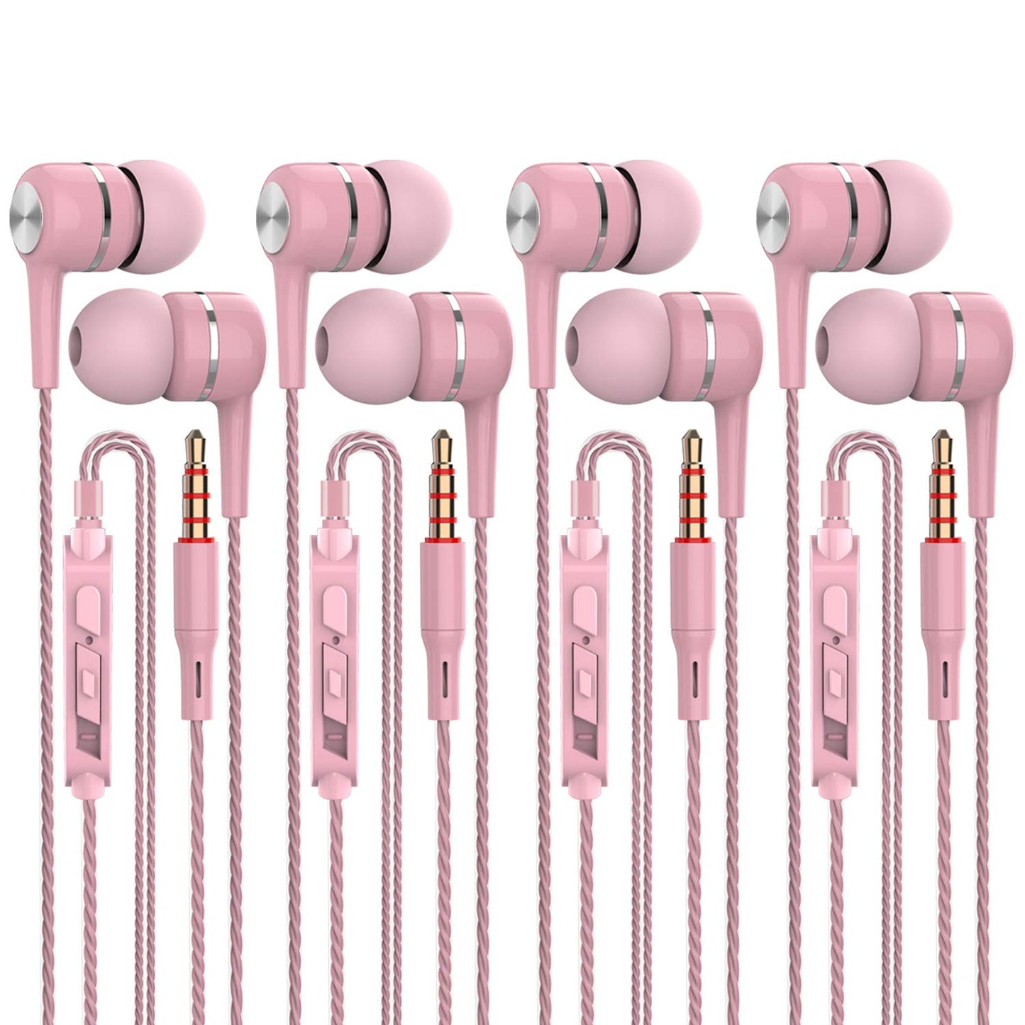 YNR 4 Pairs Wired Earbuds with Microphone & Volume Control, in Ear Earphones, Noise Islating High Definition, for 3.5mm Jack iPhone iPad iPod Samsung
