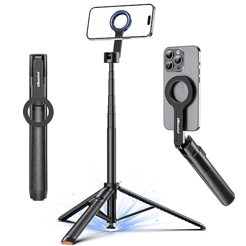 UBeesize 70" Auto-Open Magnetic Tripod for iPhone, MagSafe Selfie Stick with Remote, Portable Phone Stand for Recording, Travel and Vlogging