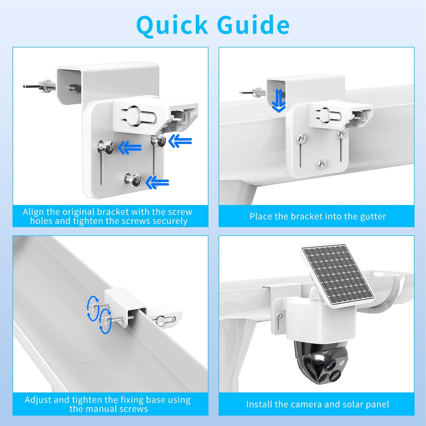 Metal Gutter Mount Compatible with Eufy Security SoloCam S340/SoloCam E30/E42, No-Drilling Easy Installation, Outdoor Security Camera Bracket