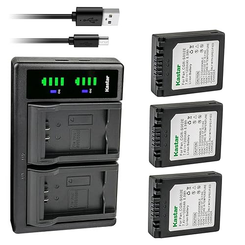 Kastar 3-Pack CGA-S002 Battery and LTD2 USB Charger Compatible with Panasonic Lumix DMC-FZ20, Lumix DMC-FZ20BB, Lumix DMC-FZ20E, Lumix DMC-FZ20EG-K