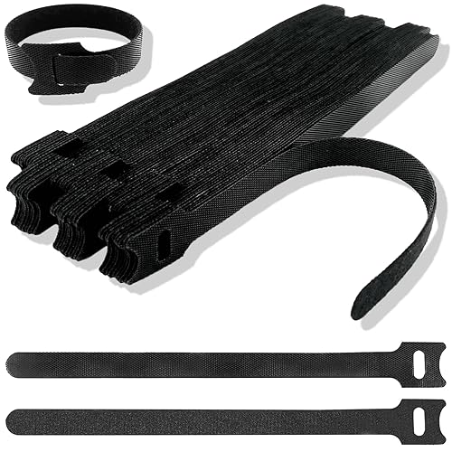 60-Pack Reusable Nylon Cable Ties - Adjustable Hook and Loop Cord Organizer Straps for Home, Office, and Outdoor Use