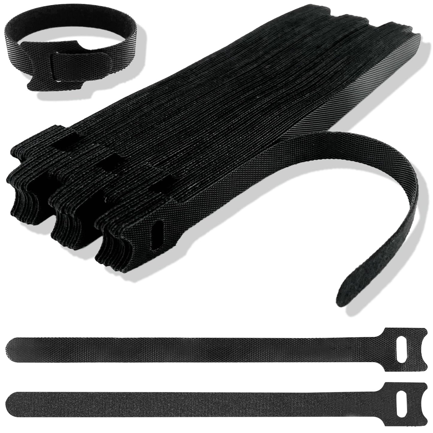 60-Pack Reusable Nylon Cable Ties - Adjustable Hook and Loop Cord Organizer Straps for Home, Office, and Outdoor Use