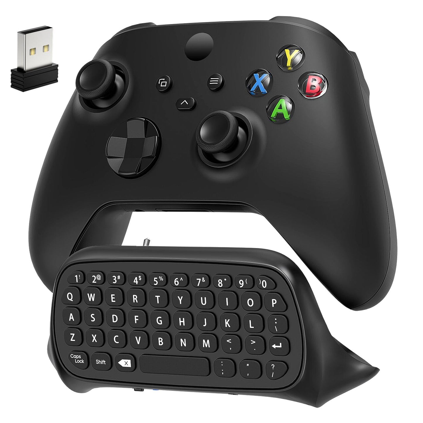 Keyboard for Xbox Series X/S, One/One X/S, Elite One/2 Controller, Wireless Gaming Chatpad Message Keypad with USB Receiver, Audio/Headset Jack