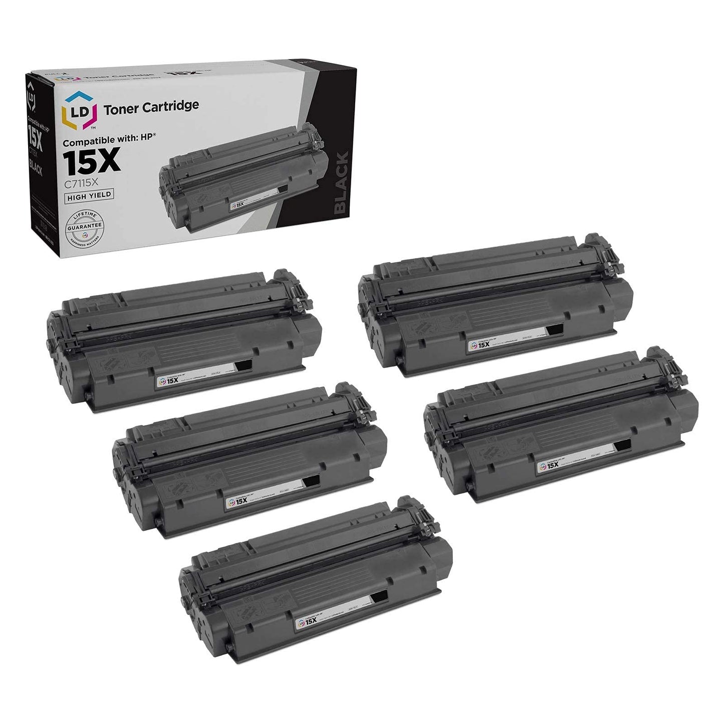 LD Compatible Toner Cartridge Replacement for HP 15X C7115X High Yield (Black, 5-Pack) Compatible with LaserJet 1200 1200n 1200se 1220 1220se 3300