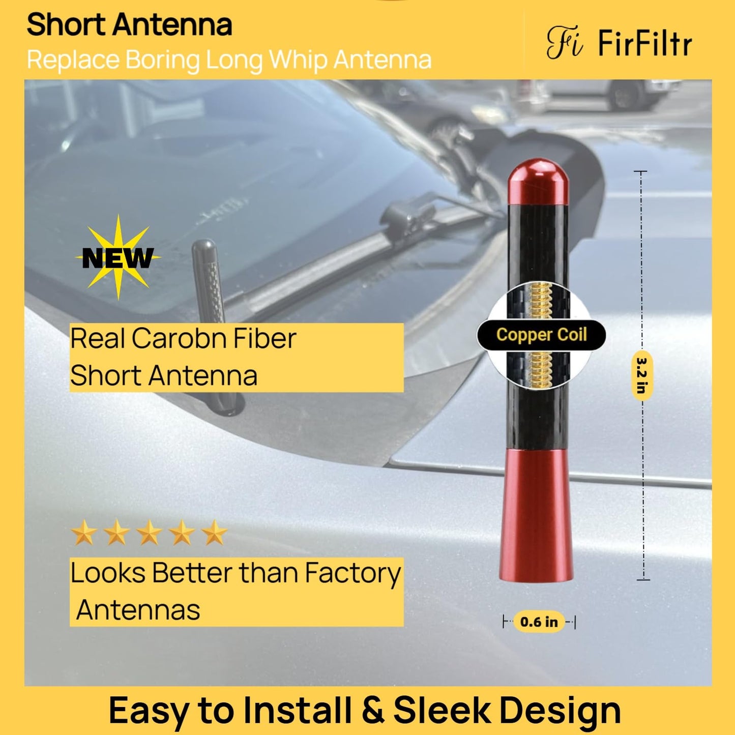 Carbon Fiber Truck Antenna for Chevy Silverado 1500 2500 3500 & GMC Sierra 1999-2025 2026,Chevy Silverado Antenna Truck Accessories,Short Car Video
