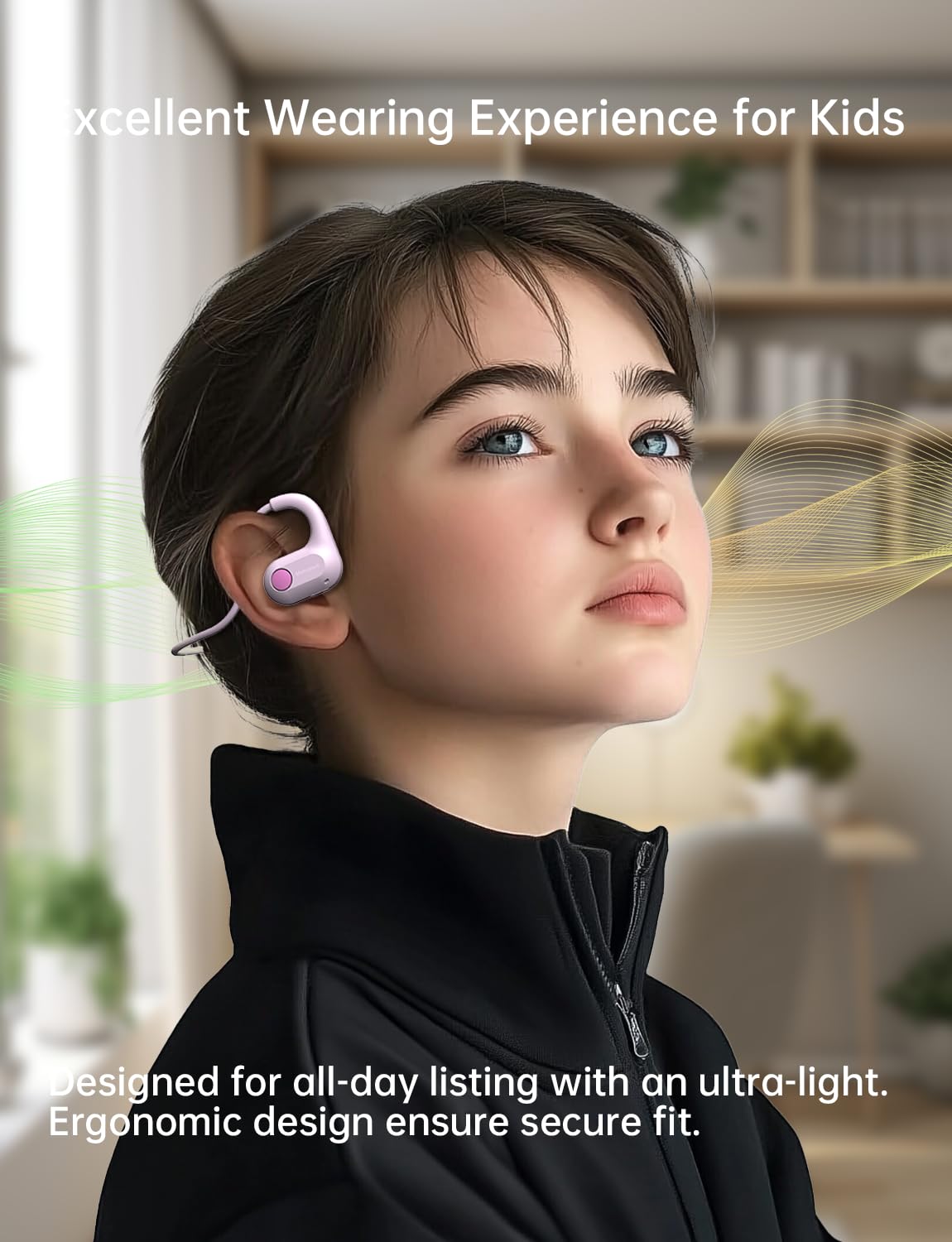 Mehomeli Kids Bluetooth Headphones, Bluetooth 5.4 Air Conduction Open Ear Headphones, Ultra-Light, Stereo Sound with Mic, IPX5 Waterproof, 15H…