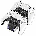 TalkWorks PS5 Controller Charger Station for PlayStation 5 - Fast Charging Dock Stand with Dual Detachable USB C Adapters