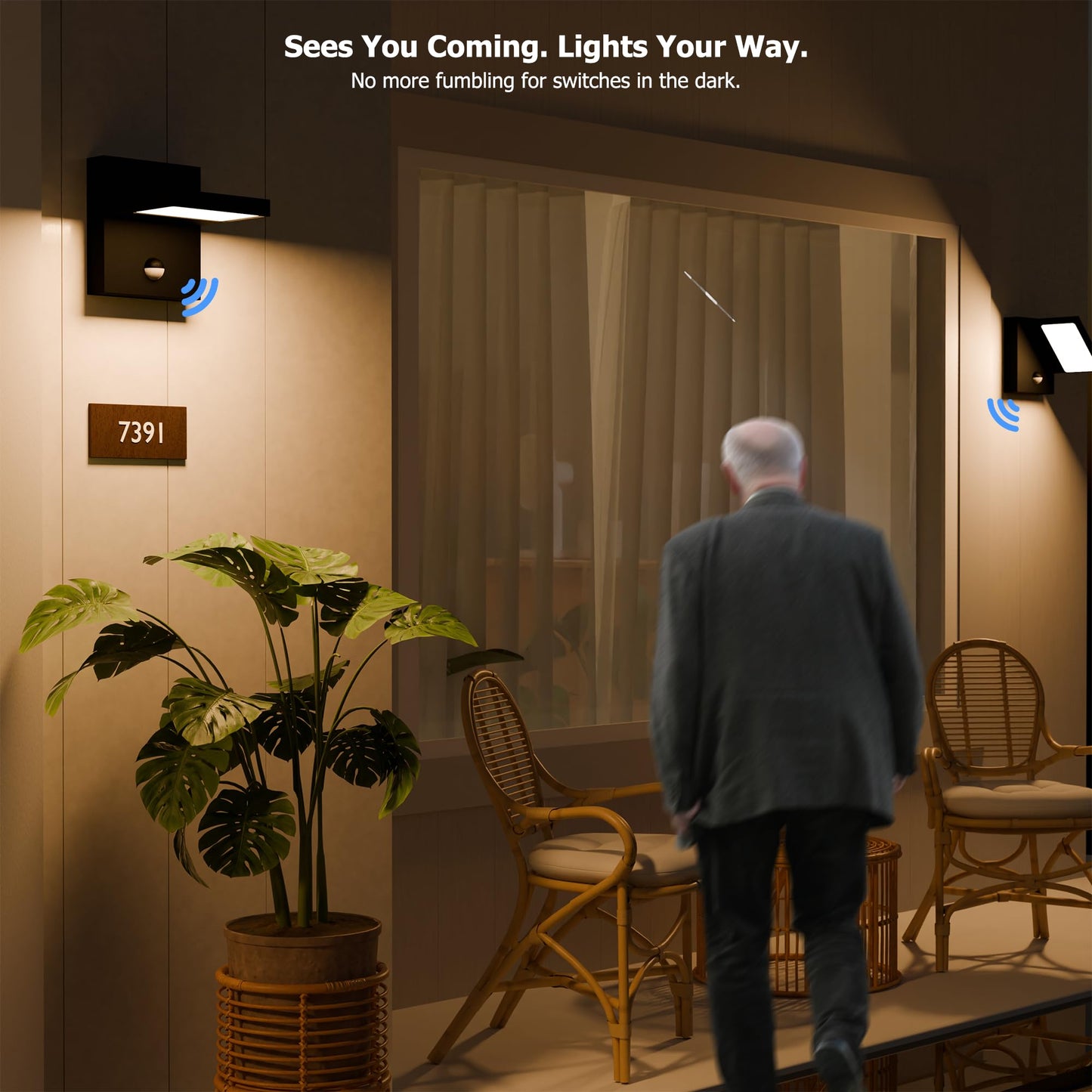 Lustrlach Outdoor Motion Sensor Wall Light LED Exterior Lighting Fixture for House Modern Porch Light Aluminum with Adjustable Head IP54 Waterproof