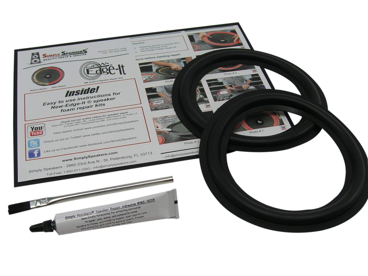 7" Rubber Edge Speaker Repair Kit Fits Yamaha Woofer RSK-7A (Pair)