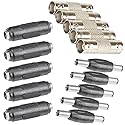 XFFCSEC DC/BNC Connector Component: 5 BNC Coupler+5 DC Adapter Female to Female+5 DC Adapter Male to Male,for Indoor and Outdoor CCTV Home Security