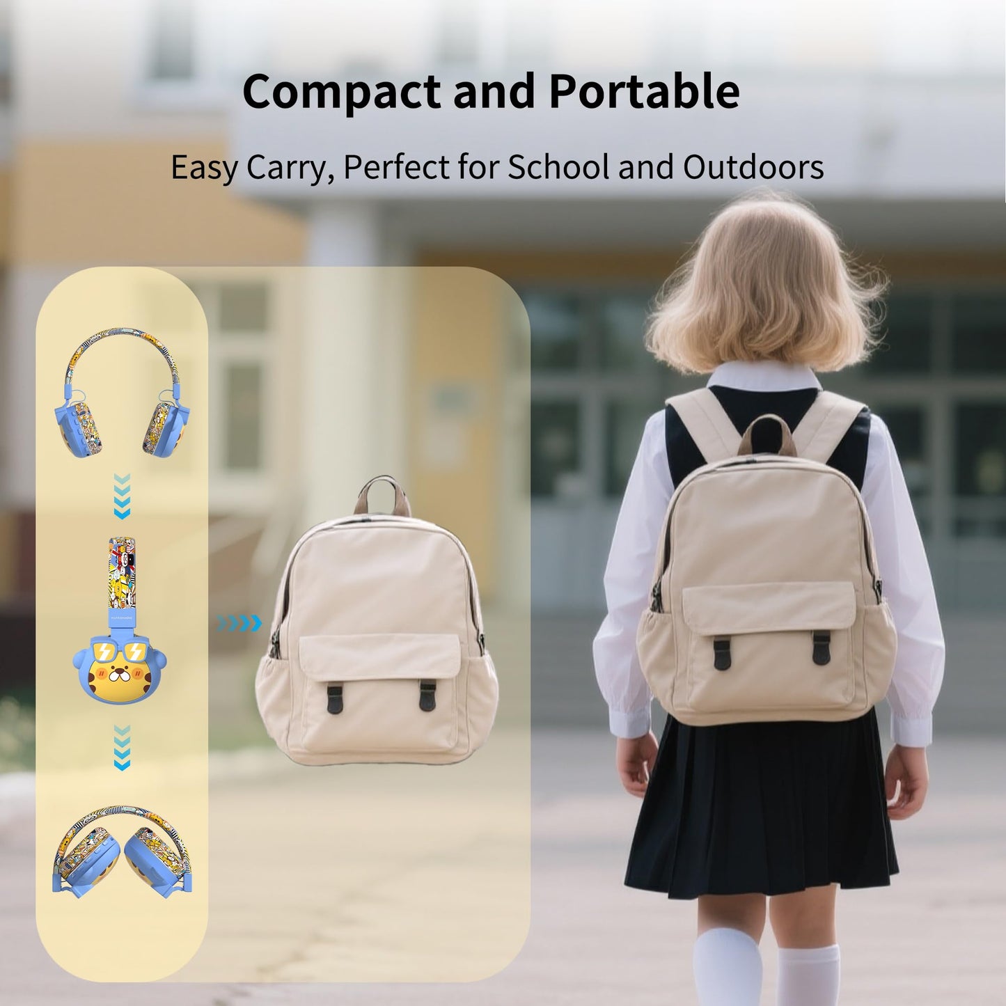 YLFASHION Kids Bluetooth Headphones, 85dB Volume Limit, Ultra-Soft Over-Ear, Built-in Mic, Foldable, Beerus Cartoon Animal Design, Suitable…