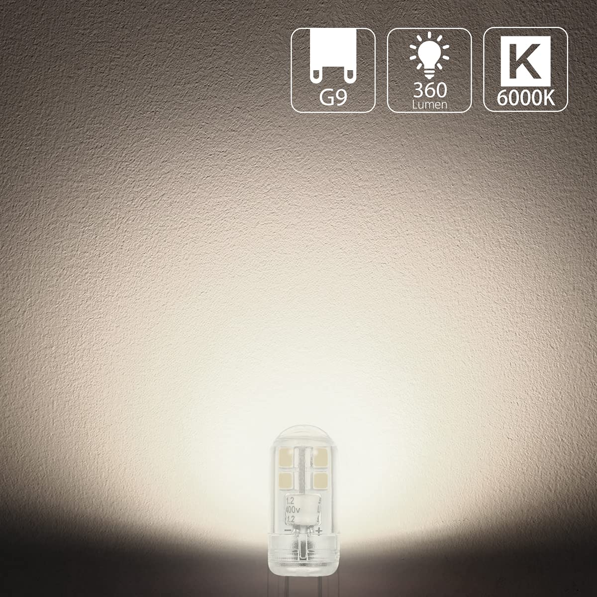 UCINNOVATE G9 LED Light Bulbs, 3W Daylight White, 25W Halogen Equivalent, No Flicker Energy Saving Bulb, AC 110V-120V, Non Dimmable, Ideal