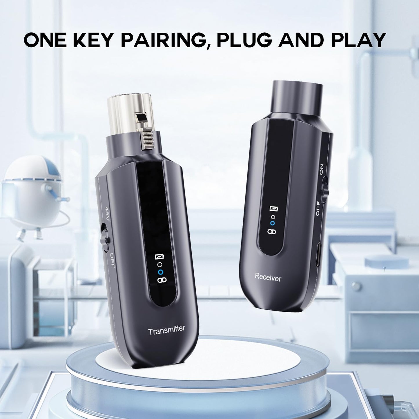 Wireless Transmission System, 2.4GHz Wireless Transmitter Receiver, XLR Wireless Transmitter for Dynamic Condenser Microphone, for Audio Mixer and PA