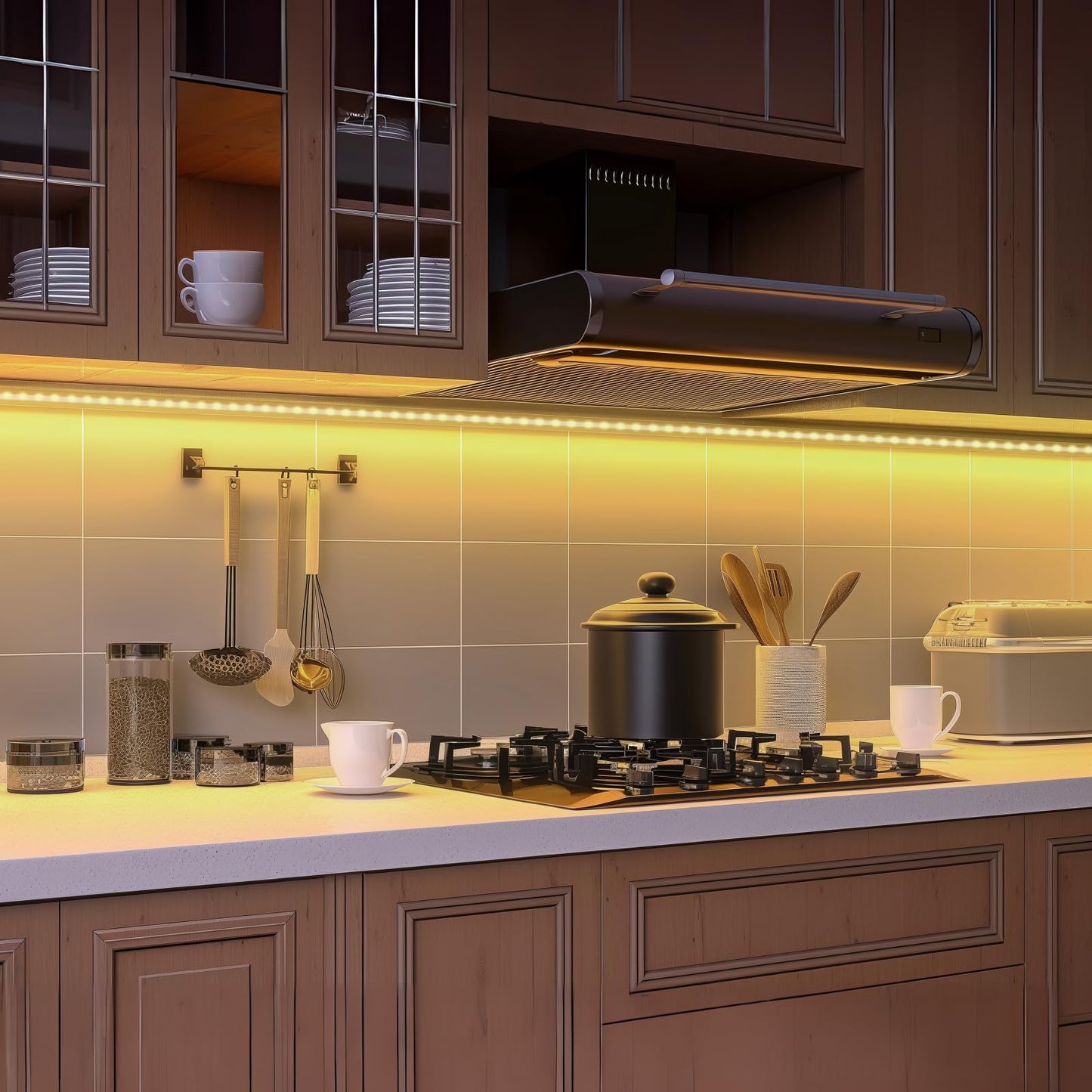 3 Pack Battery Operated LED Strip Lights for Under Cabinet, Under Counter Click Light for Kitchen Cabinet Closet Shelves (Cool White) 5000K, Without