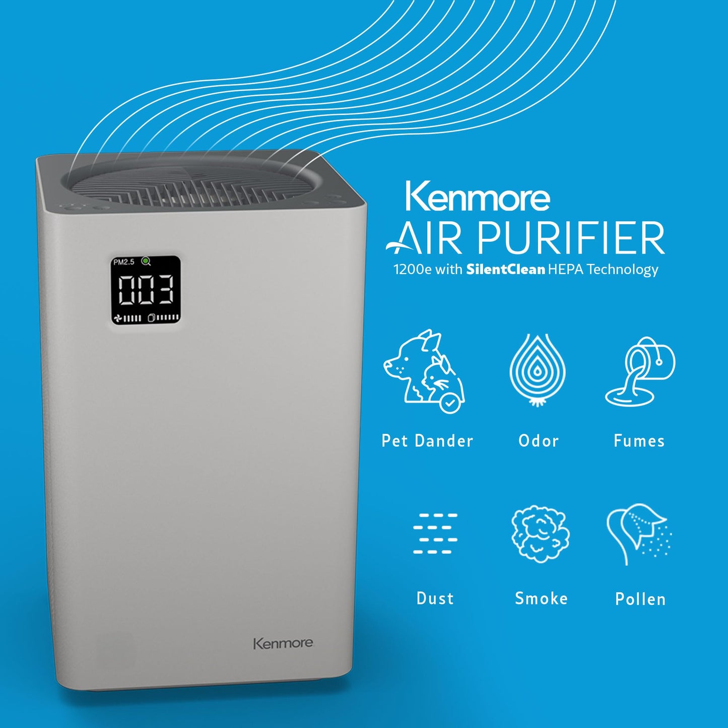 Kenmore Air Purifiers with H13 True HEPA Filter, Covers Up to 1200 Sq.Foot
