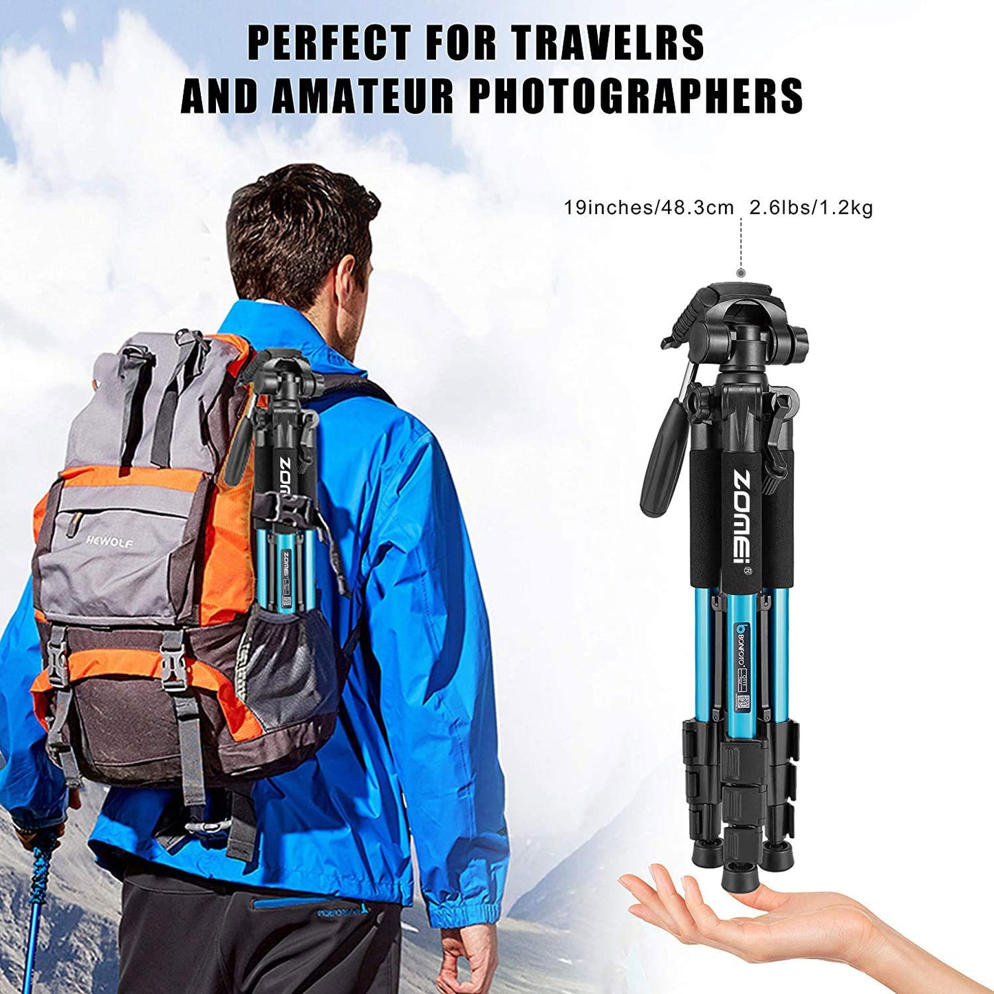 Portable 55-inch Camera Tripod Q111 Lightweight Phone Stand with Phone Holder and Quick Release Plate for DSLR Cameras,Cell
