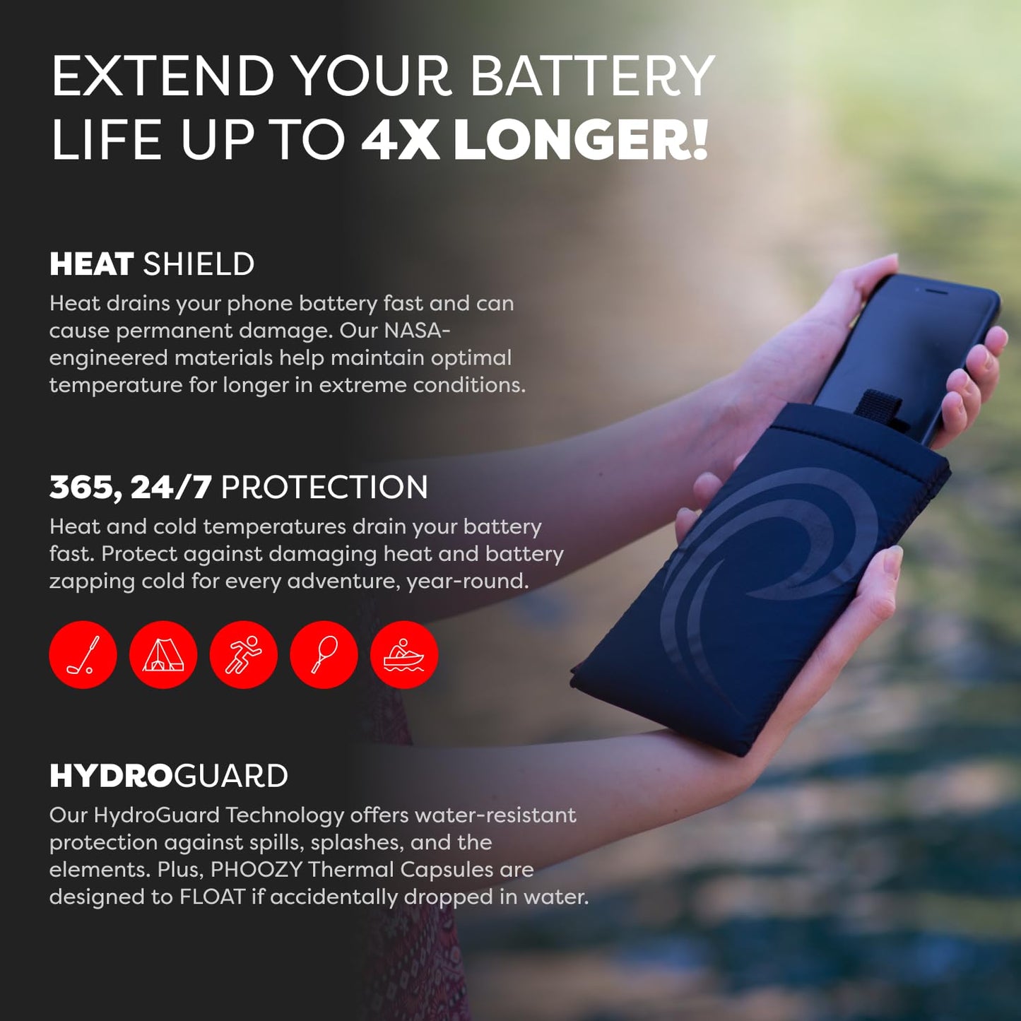 PHOOZY Thermal Phone Case - Apollo II Series : Cell Phone Pouch with AGION Lining Prevents Overheating, Extends Battery Life, Provides Drop Protection