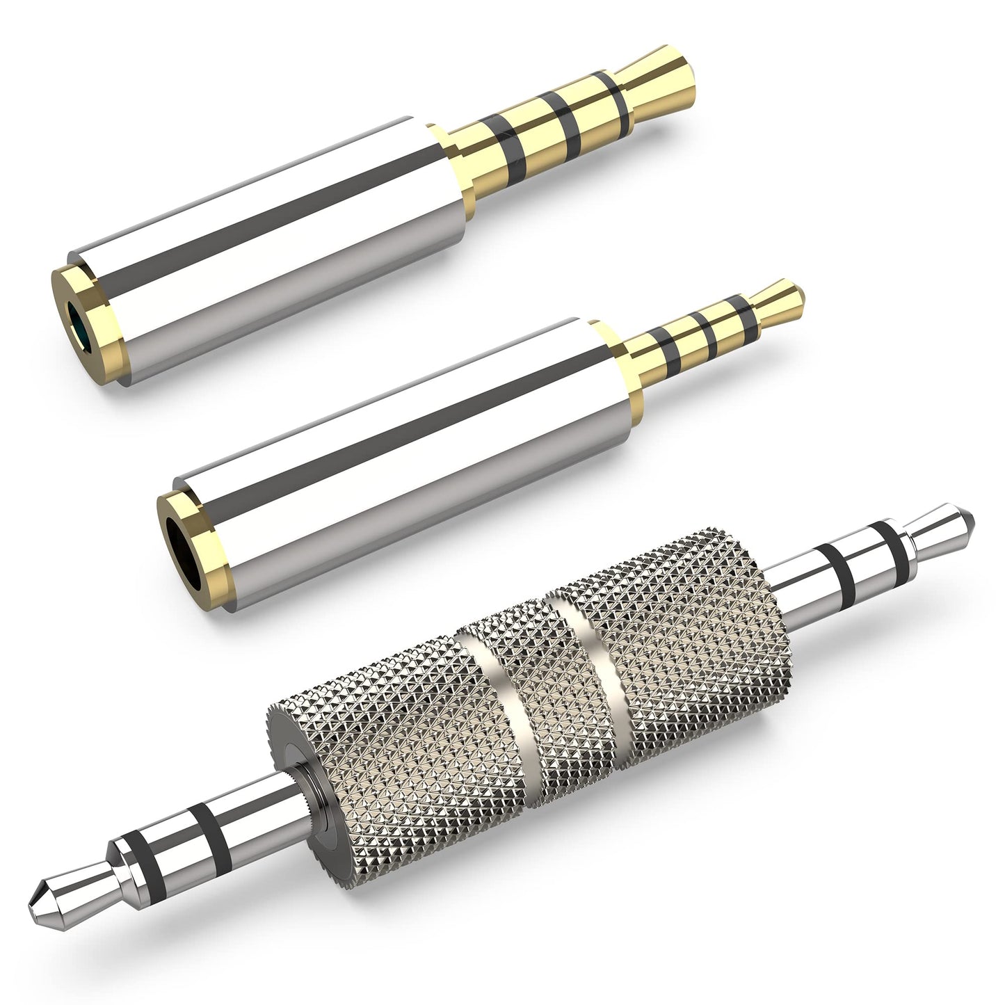 2.5mm to 3.5mm Adapter and 3.5mm to 2.5mm Adapter Male to Female Stereo Audio Connector, 3.5 to 3.5 (1/8") TRS Stereo Aux Converter Gold Plated