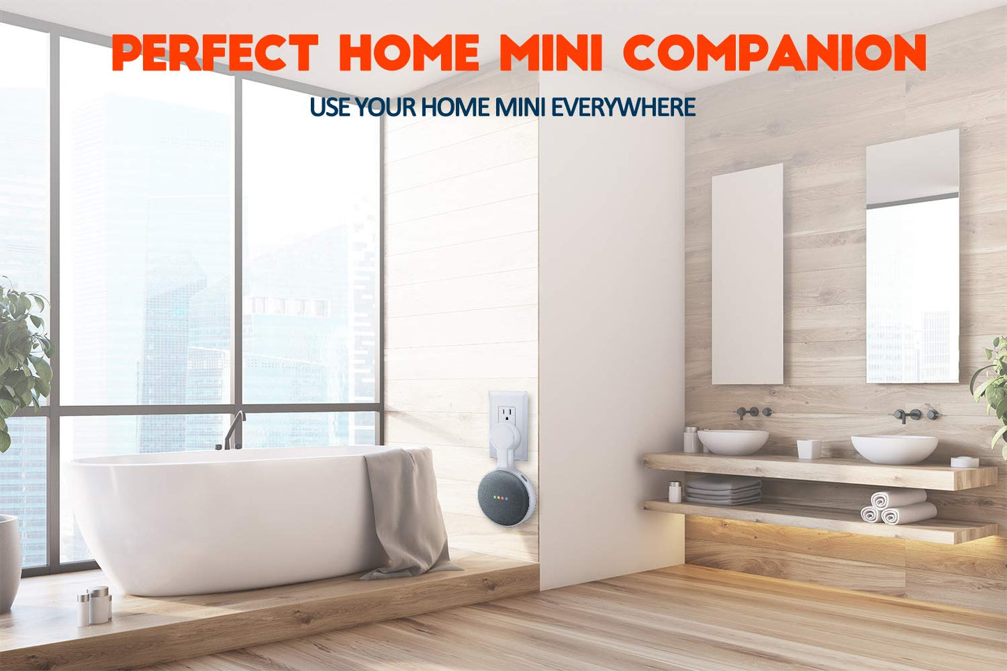 AMORTEK Outlet Wall Mount Holder for Google Nest Mini (Home Mini 2nd Gen and 1st Gen), A Space-Saving Accessories for Google Nest Mini Voice Assistant
