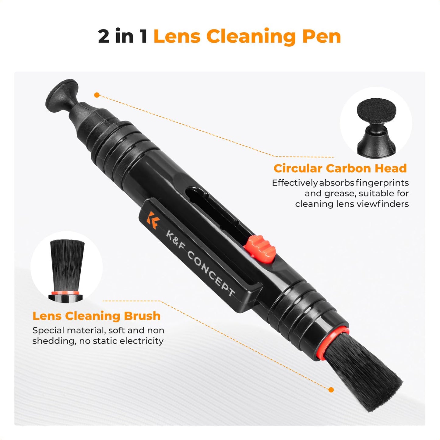 K&F CONCEPT 4-in-1 Camera Lens Cleaning Kit with Lens Cleaning Pen, Camera Air Blower, Microfiber Cleaning Cloth, Lens Cleaner Kit for Canon Nikon