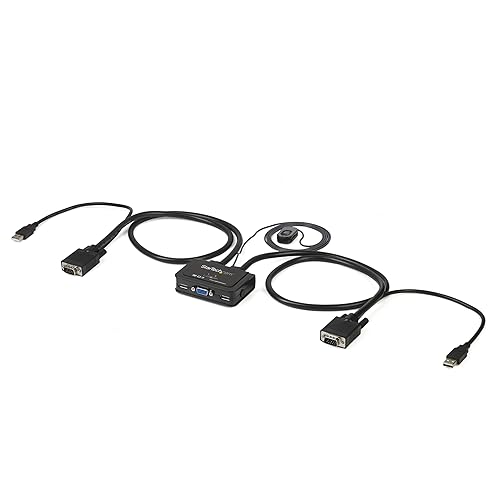 StarTech.com 2 Port USB VGA Cable KVM Switch USB Powered with Remote Switch Dual Port VGA KVM Switch