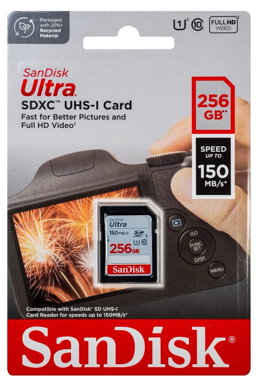 SanDisk 256GB SDXC Ultra Memory Card Works with Canon EOS Rebel T7, Rebel T6, 77D Digital Camera (SDSDUNC-256G-GN6IN) Bundle with Everything But