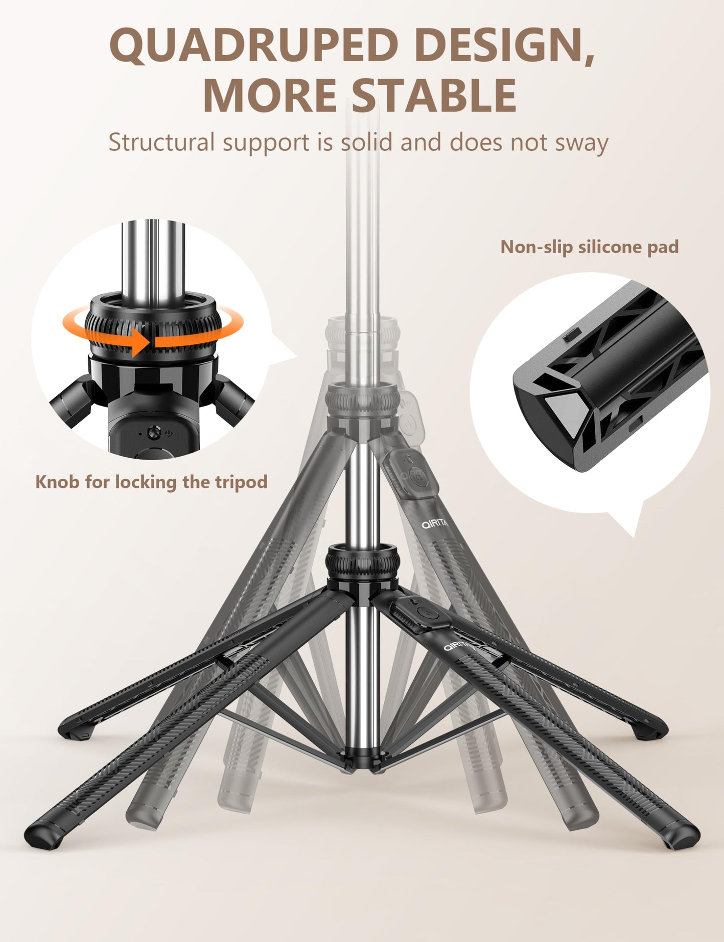 71" Selfie Stick Tripod, All in One Quadripod with Remote & Phone Holder, Extendable Cell Phone Tripod, Travel Tripod Stand Compatible with for Cell