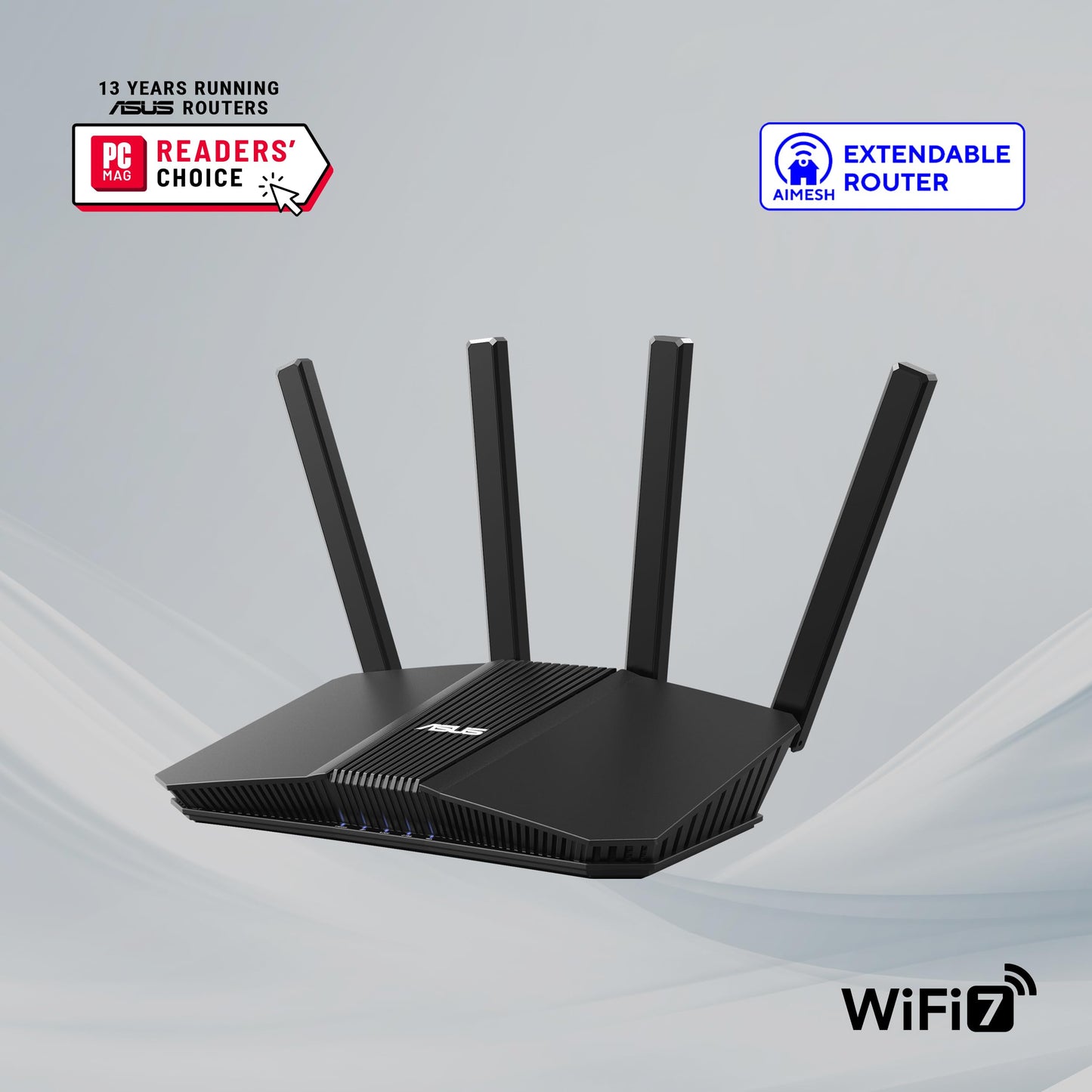 ASUS RT-BE55 Dual-Band WiFi 7 (802.11be) Smart AiMesh Extendable Router, 3600 Mbps, 2.5G Port, Up to 3 SSIDs for IoT Devices, Parental Controls