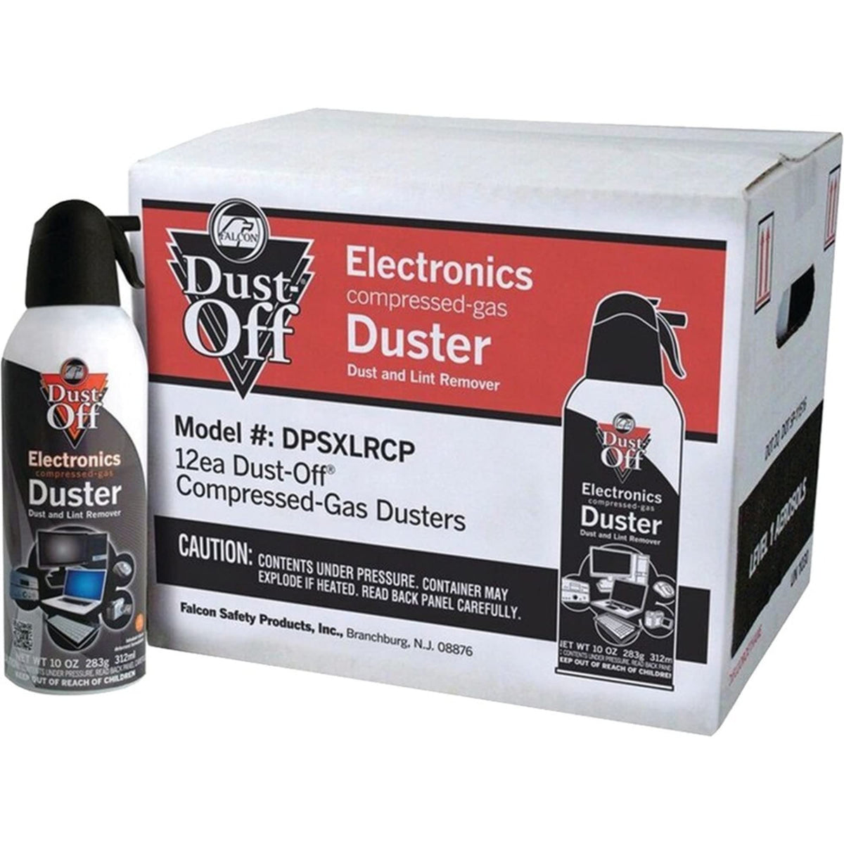 Falcon Safety Dust Off DPSXLRCP Compressed Gas, 10 Oz, Pack of 12