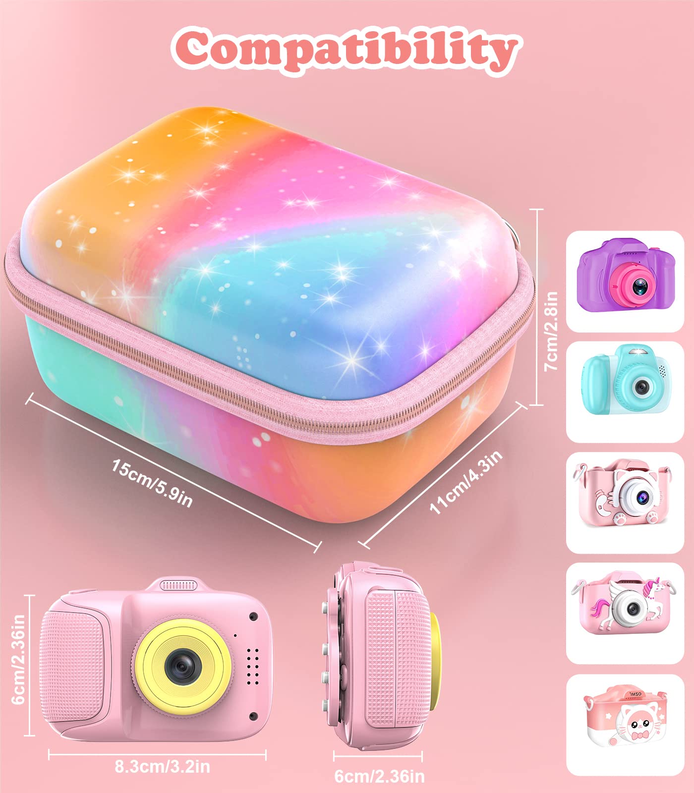 MoKo Kids Camera Case Compatible with Seckton/Goopow/CIMELR/Ourlife/OZMI/GKTZ/Dylanto/PROGRACE/Rindol/Dwfit/hyleton Digital & Video Camera, PU Hard