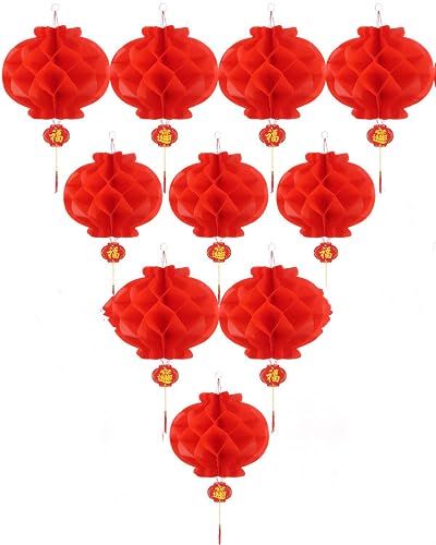 ASIAN HOME Red Paper Lantern Hanging Lanterns for Chinese Spring Festival, Wedding, Celebration, Lantern Festival Festive Decoration (12 INCH) (10
