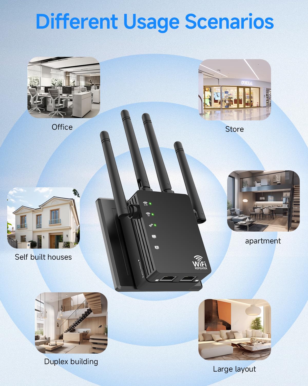 Dual Band 5GHz/2.4GHz WiFi Extender, WiFi Booster, WiFi Extender Signal Booster, Covers 12880 Sq.ft, Supports 105 Devices, Wireless Signal Booster