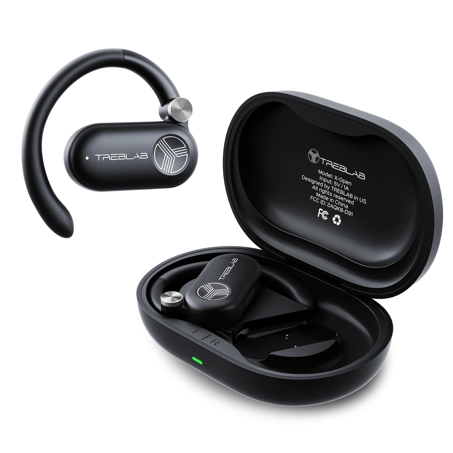 TREBLAB X-Open - True Open Ear Wireless Earbuds, Lightweight Comfort, Behind-Ear Fit, Immersive Sound, Dual Mic for Calls, 40H Playtime (Renewed)