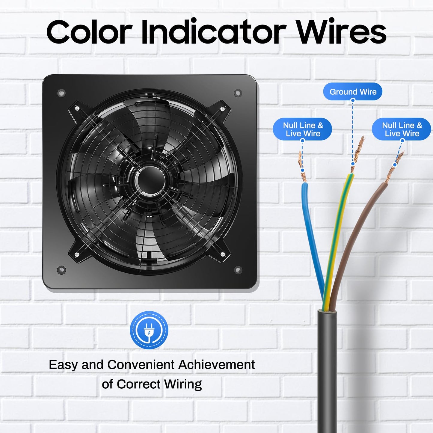 16'' Explosion-Proof Wall Mounted Industrial Fan, 750W High-Velocity Axial Extractor Ventilation Blower, 2800r/min Noise-Free Square Kitchen Extractor