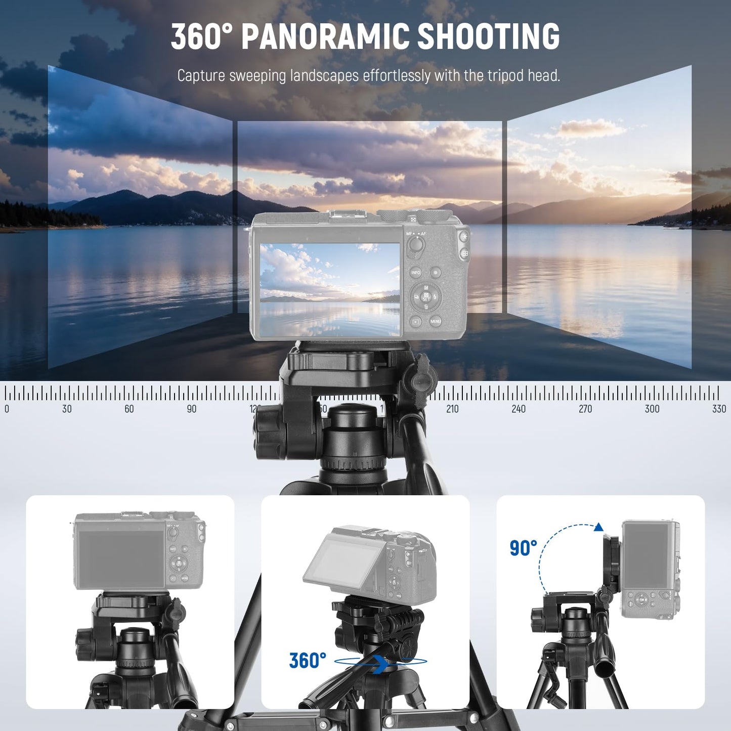 NEEWER ENTRY LEVEL VERSION Mini Desk Tripod for Camera, Small Compact Portable DSLR Camcorder Webcam Stand, 3 Way Pan Tilt Head Cell Phone Holder