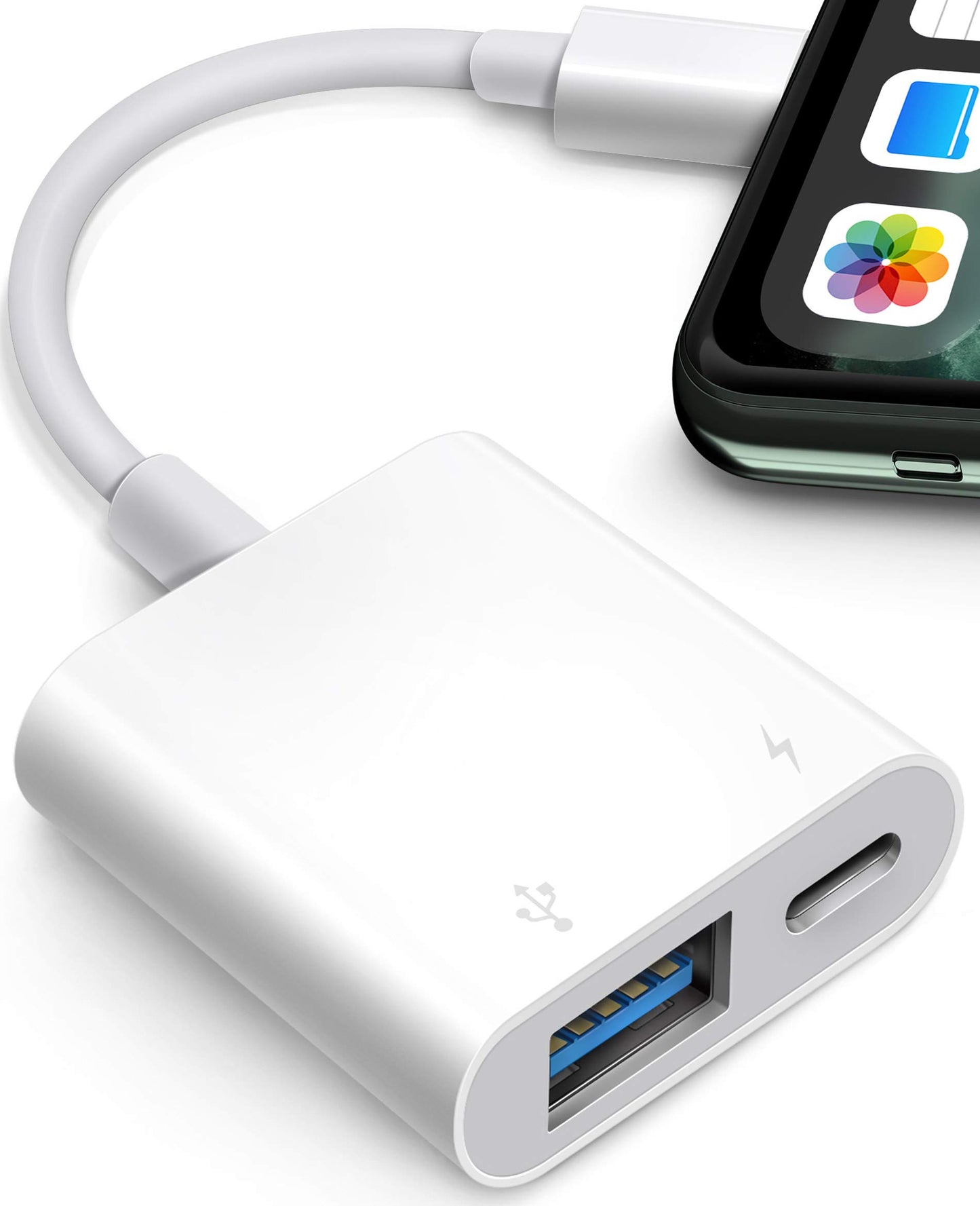 Fubiaofei USB Adapter for iPhone/iPad, LᎥghtnᎥng to USB Female OTG Adpater,USB3 to iPad Adapter with Charging Port,Supports FlashDrives,MIDI,SD Card…