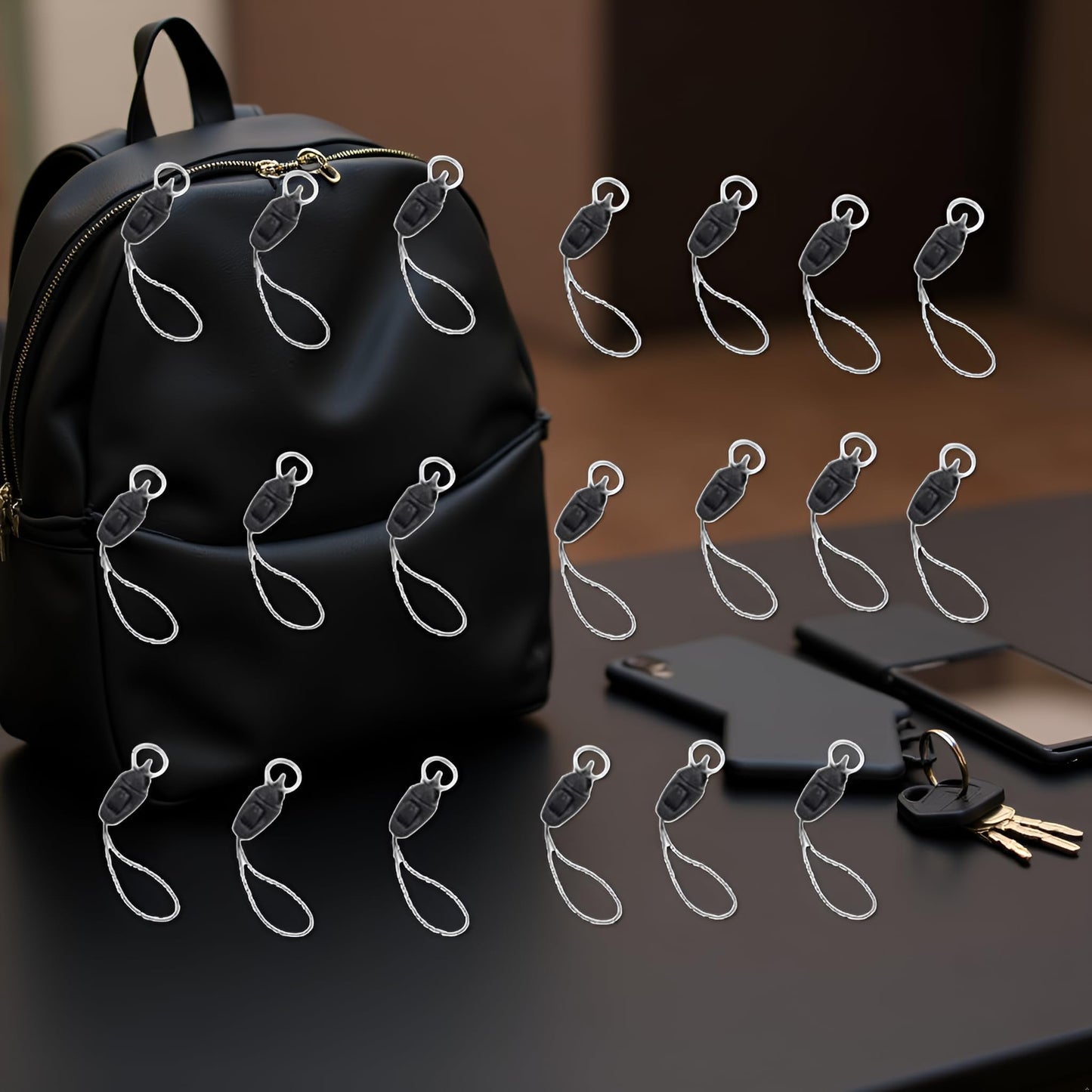 YLiiii 20Pcs/lot Black Detachable Buckle Mobile Phone Accessories Pendant Buckle Small Sling Anti-Lost Lanyard Cords Hanging Head Keychains Hooks