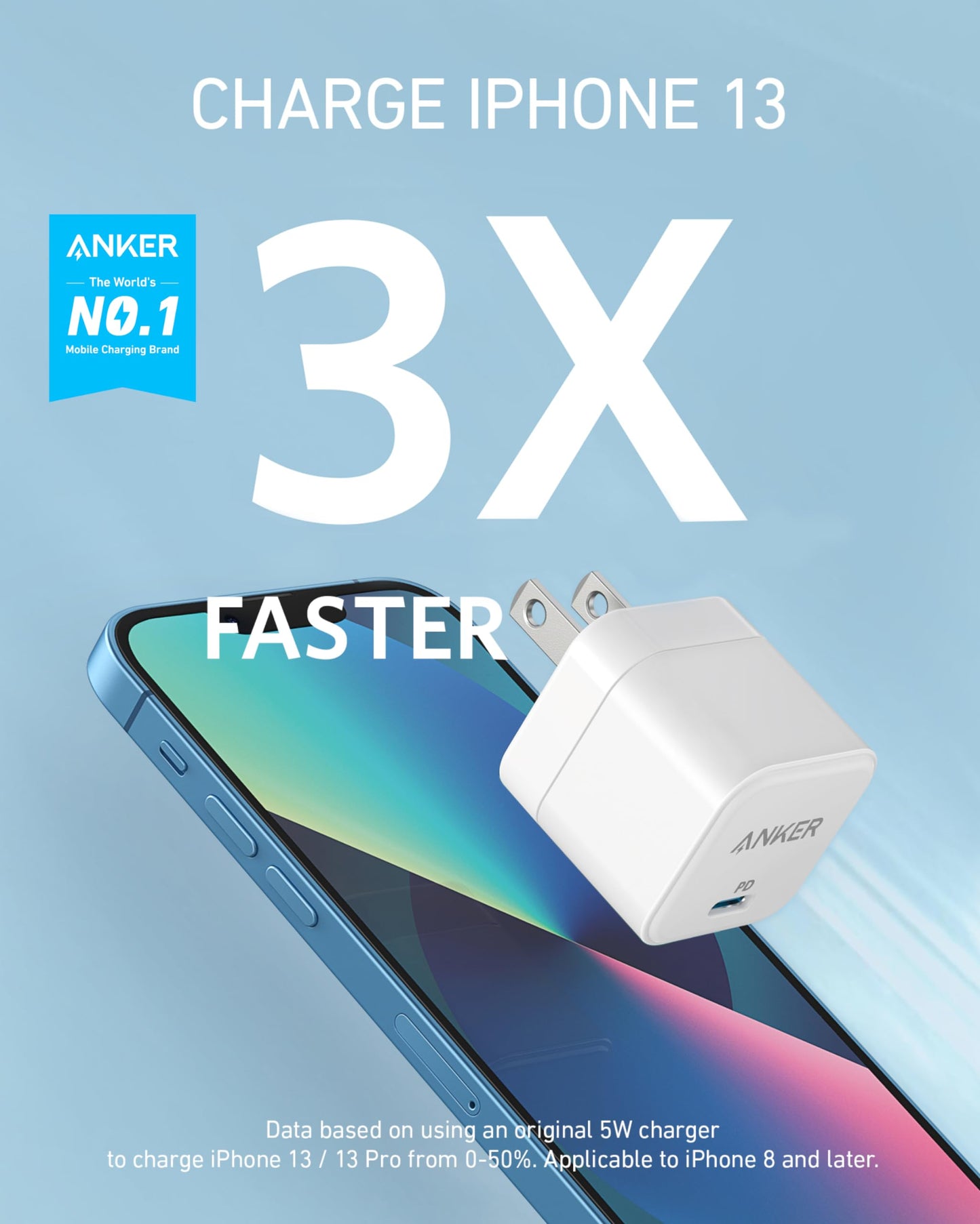 Anker USB C Charger with Foldable Plug, 20W USB C Charger Block for iPhone 17/16 / 15 and More Series, Galaxy, Pixel, iPad (3 Pack, Cable Not