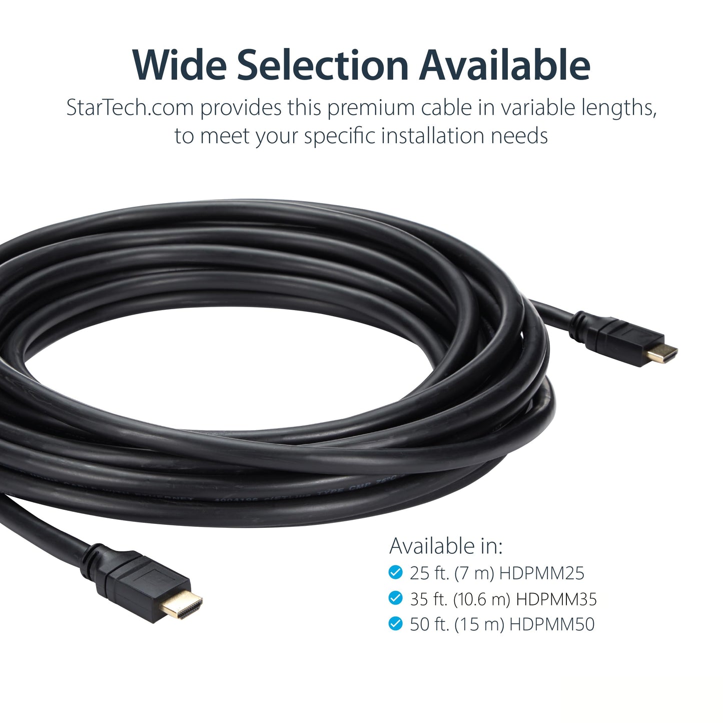 StarTech.com 35ft Plenum Rated HDMI Cable, 4K High Speed Long HDMI Cord w/ Ethernet, 4K30 UHD, 10.2 Gbps, HDCP 1.4, In Wall Plenum HDMI 1.4 Display