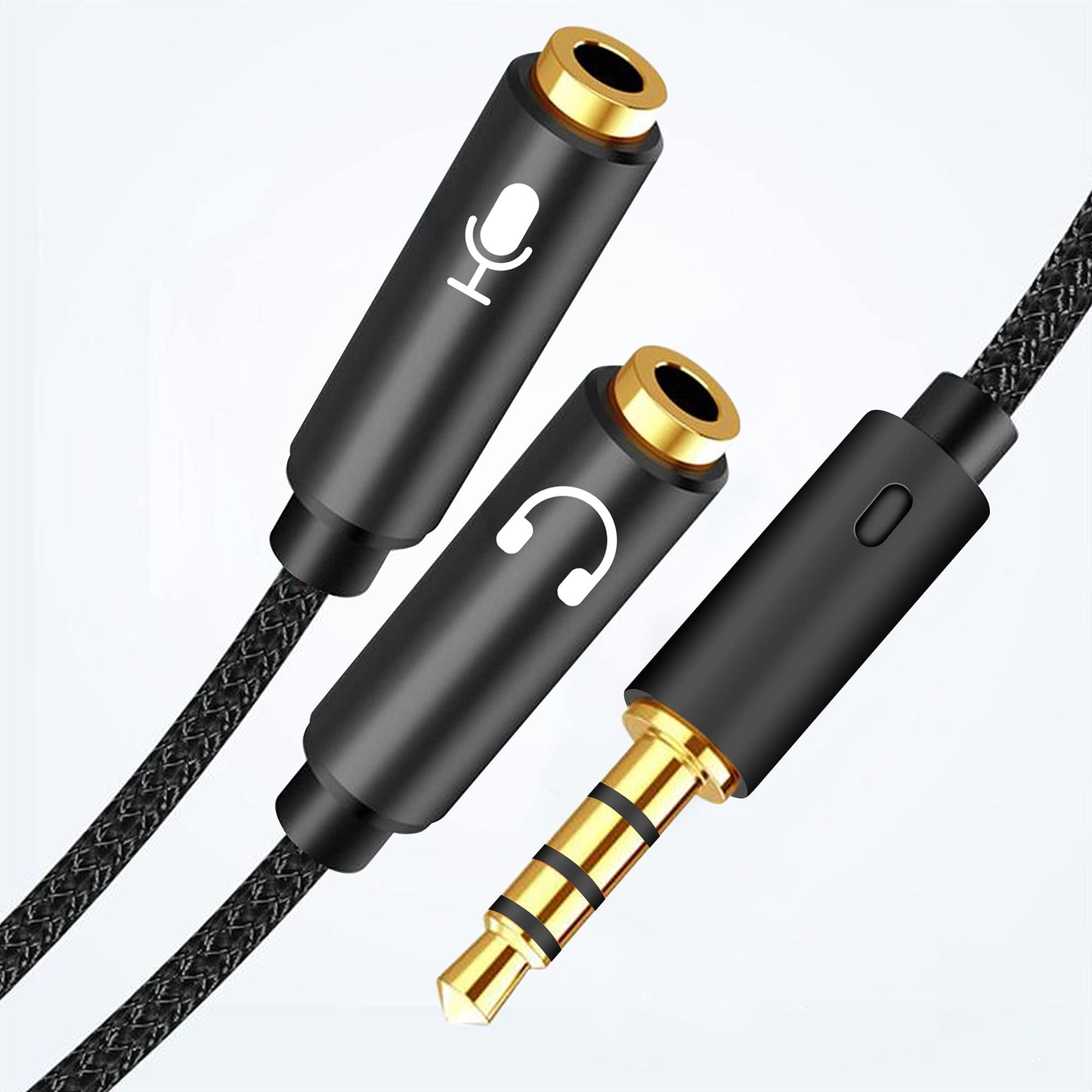 HIEbee 2 in 1 3.5mm Headphone Splitter Adapter (Microphone + Audio) Female to Male&Male to Female Stereo Jack Y Cable Compatible for PS4,PS5,Nintendo
