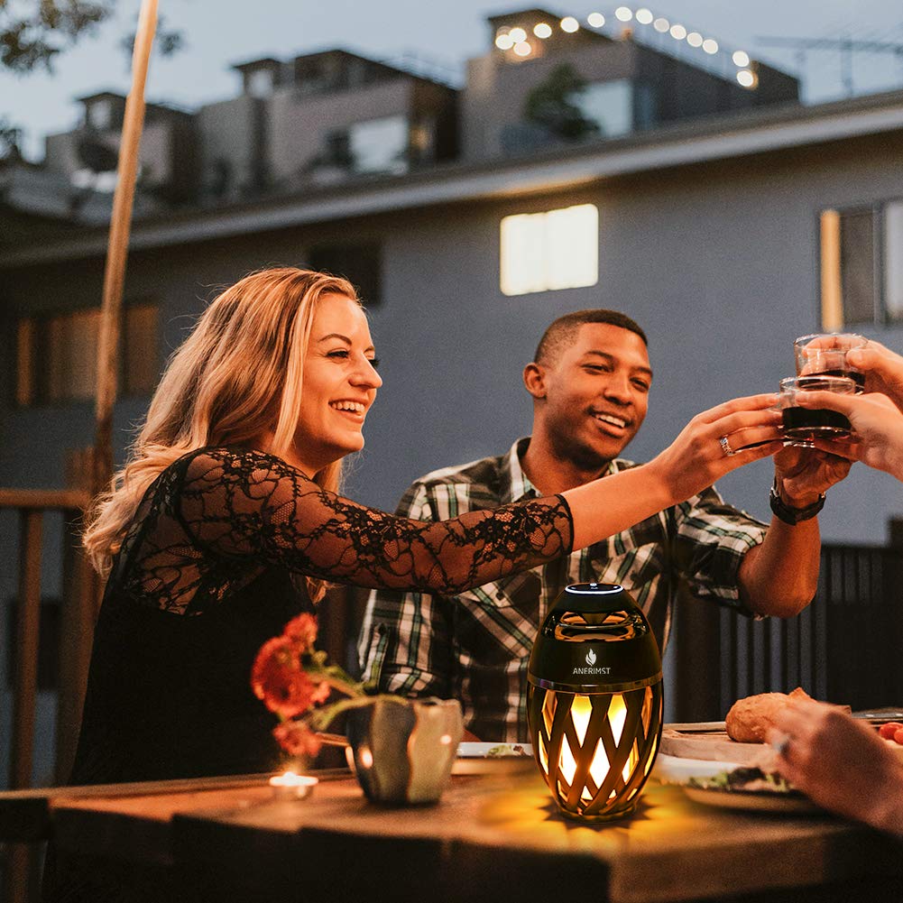 Outdoor Bluetooth Speaker with Flame Atmosphere, Electronics Gifts for Men, Women, Cool Gadgets for Porch Garden Parties, BT5.0, 5W Stereo Sound